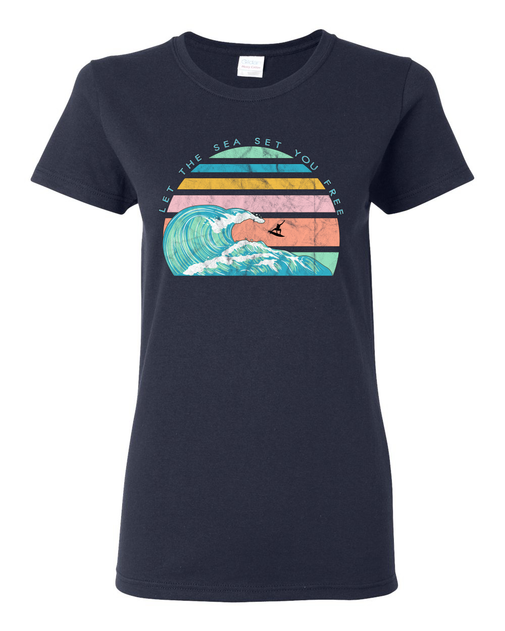 Camiseta gráfica retro Let The Sea Set You libre exterior para mujeres - Imagen 10 de 17