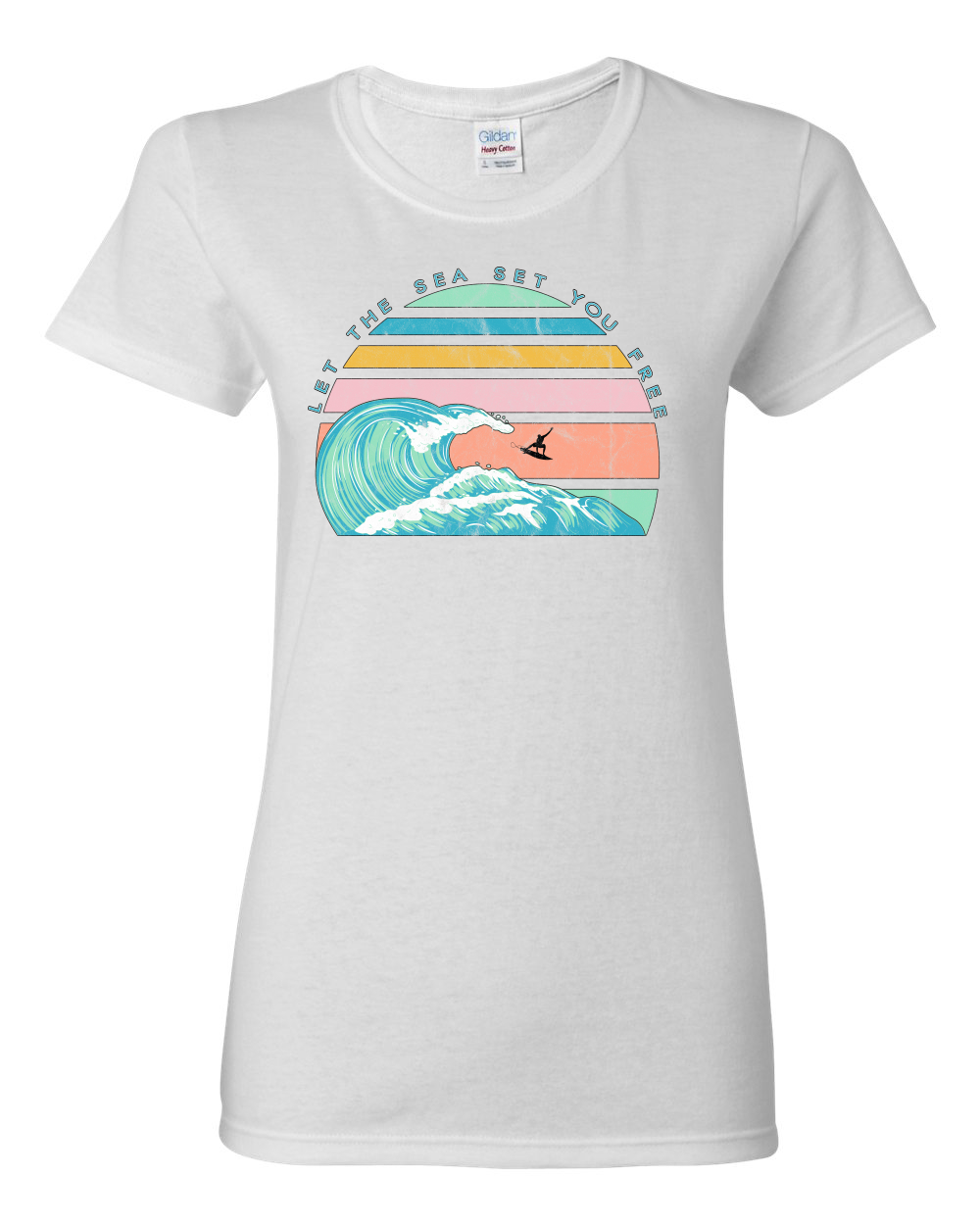 Camiseta gráfica retro Let The Sea Set You libre exterior para mujeres - Imagen 15 de 17