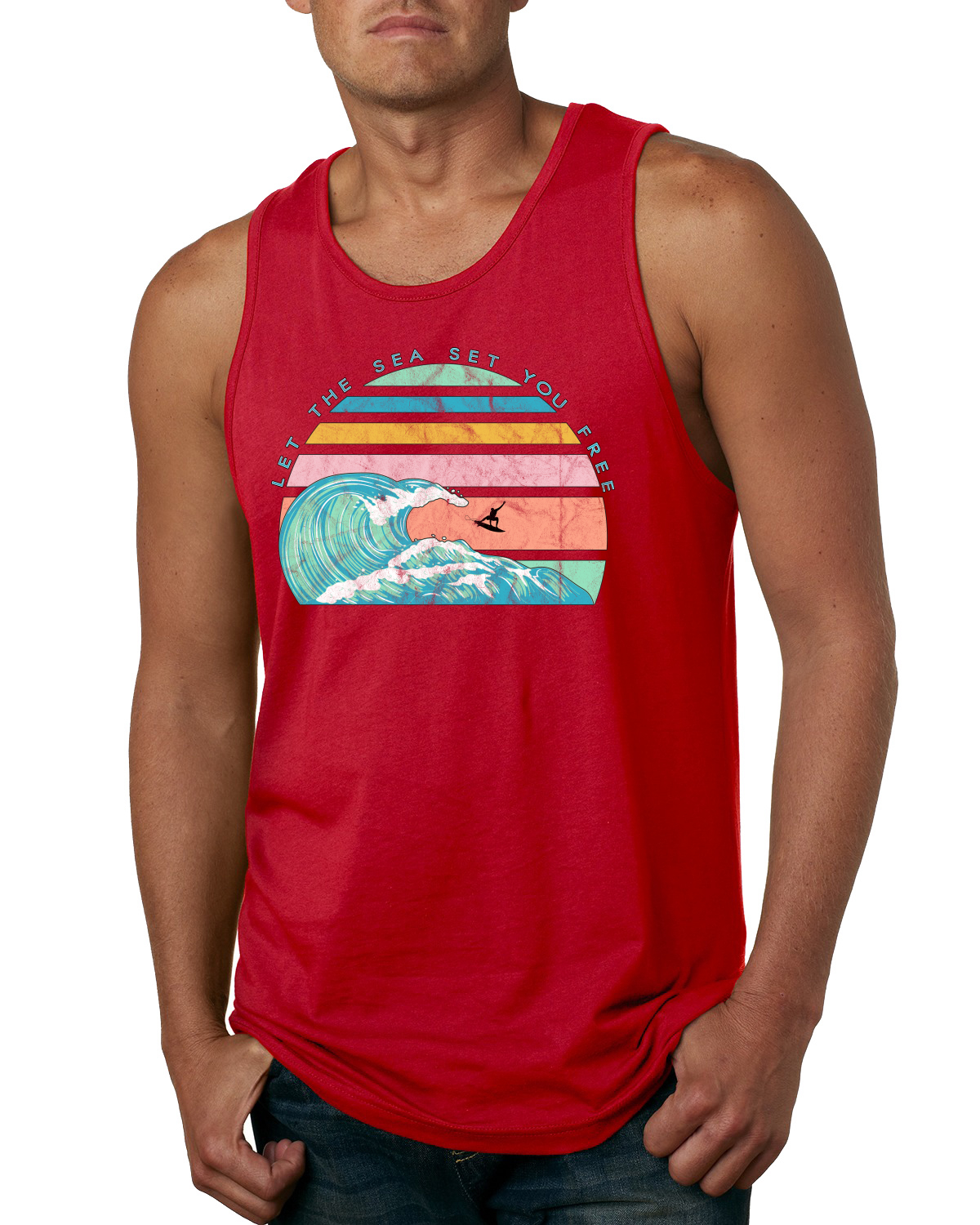 Camiseta sin mangas Retro Let The Sea Set You Free Outdoor para hombre - Imagen 6 de 8