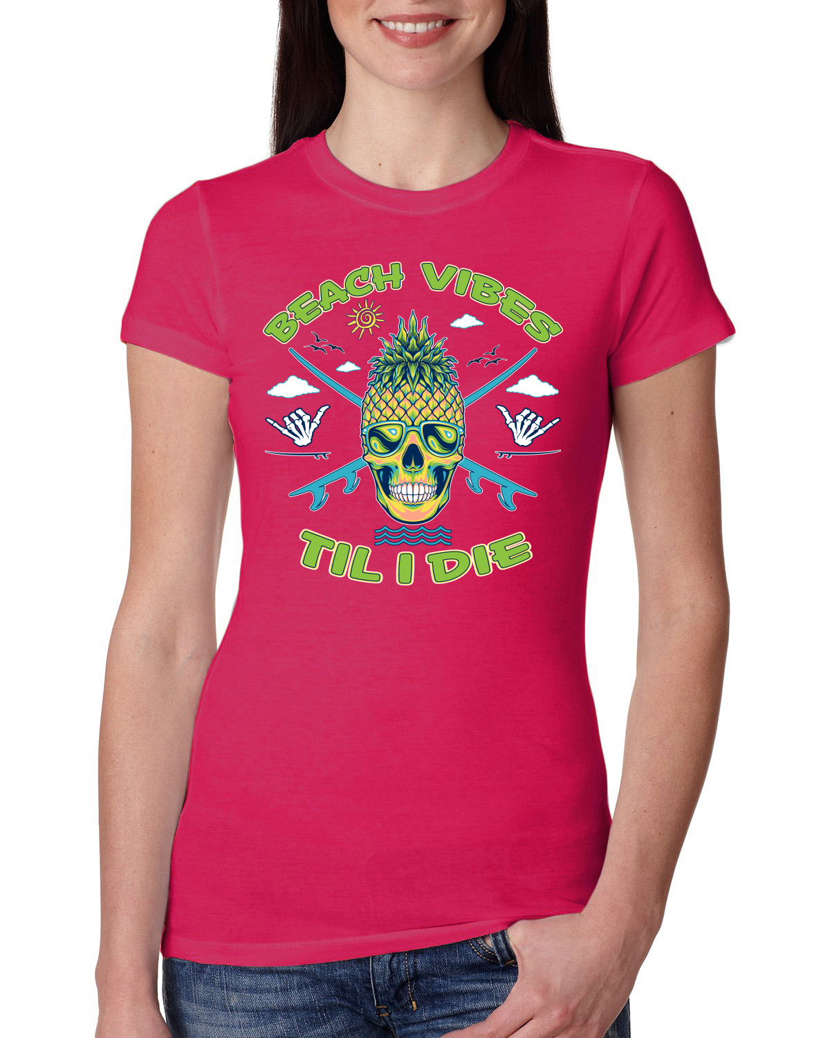 Camiseta junior Beach Vibes Till Die al aire libre de calce ajustado para mujer - Imagen 13 de 14