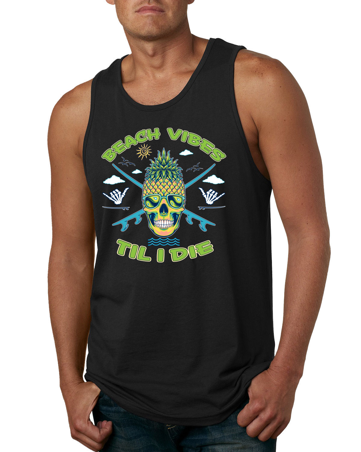 Camiseta sin mangas Beach Vibes Till Die exterior para hombre - Imagen 2 de 8