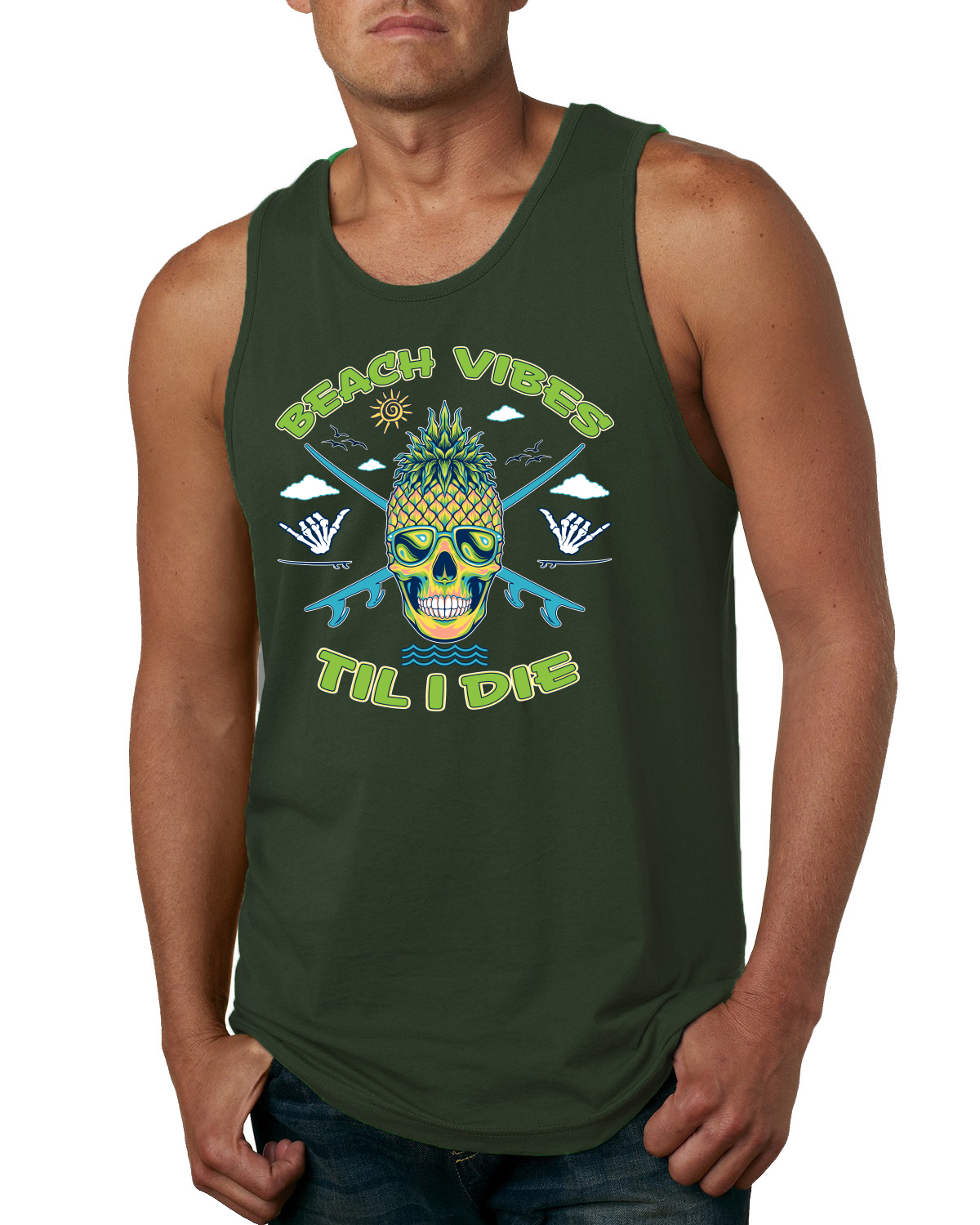 Camiseta sin mangas Beach Vibes Till Die exterior para hombre - Imagen 3 de 8