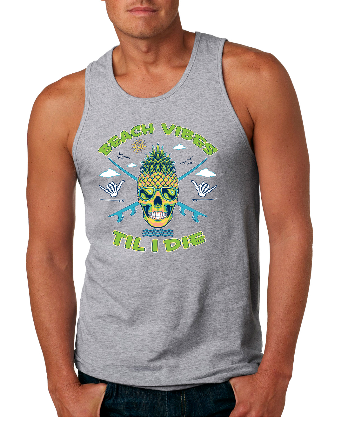 Camiseta sin mangas Beach Vibes Till Die exterior para hombre - Imagen 4 de 8