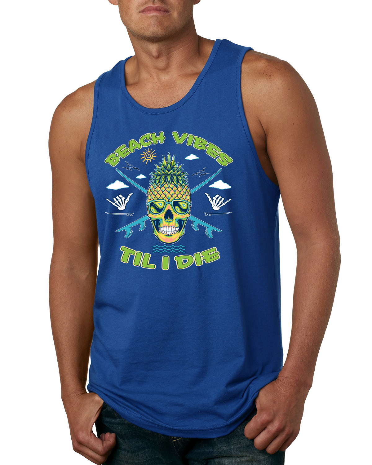 Camiseta sin mangas Beach Vibes Till Die exterior para hombre - Imagen 7 de 8