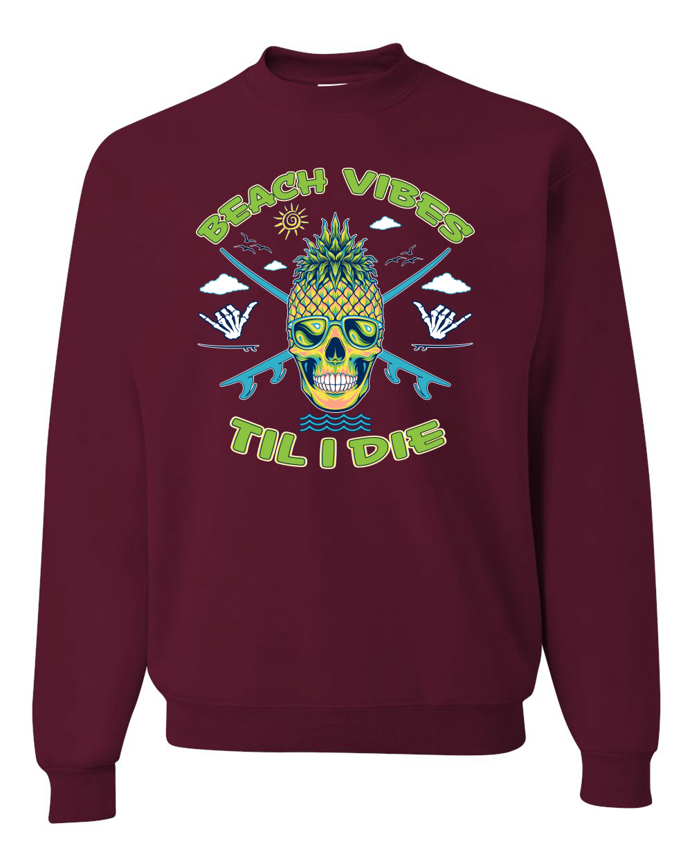 Beach Vibes Till Die Outdoor Unisex Crewneck Sweatshirt - Picture 10 of 22