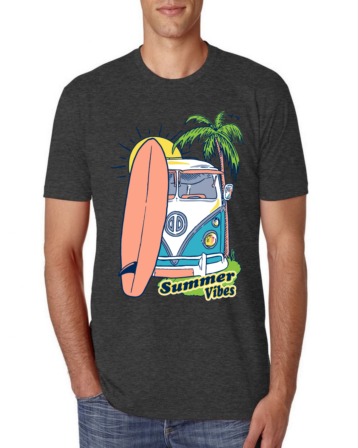 Beach Camp Surfing Summer Vibes Outdoor Men Premium Tri Blend T 