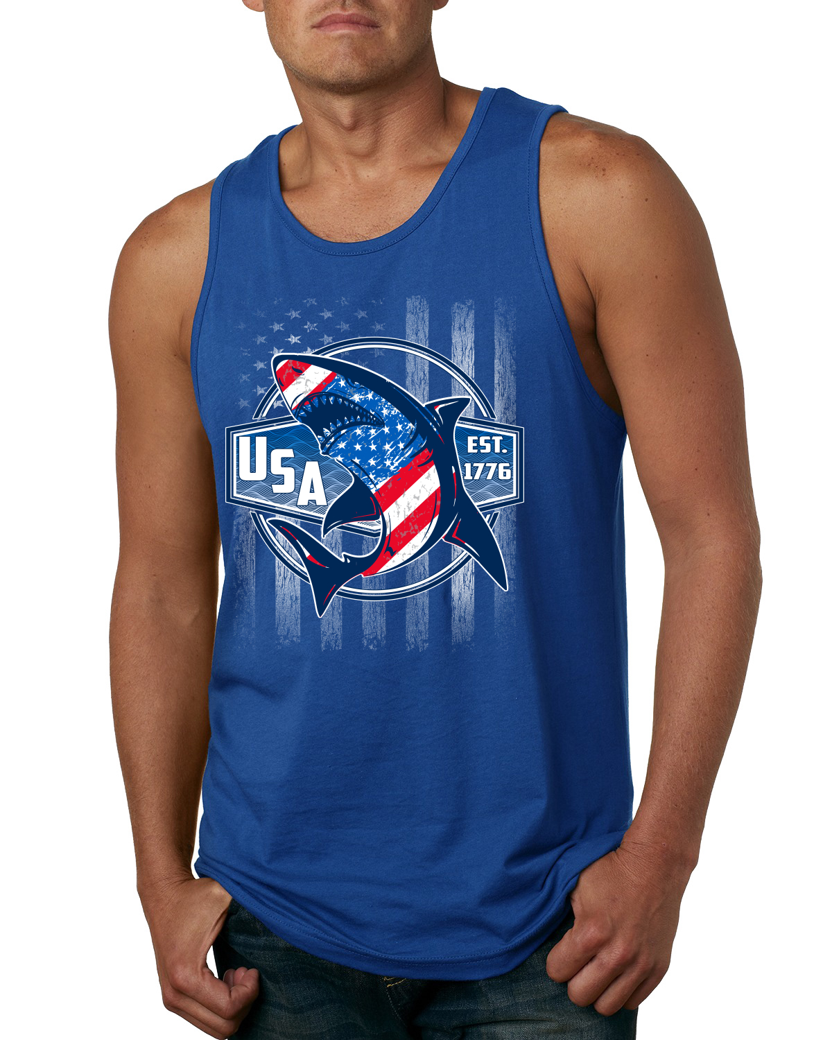 Great White Shark USA Since 1776 Men Tank Top - Picture 7 of 8