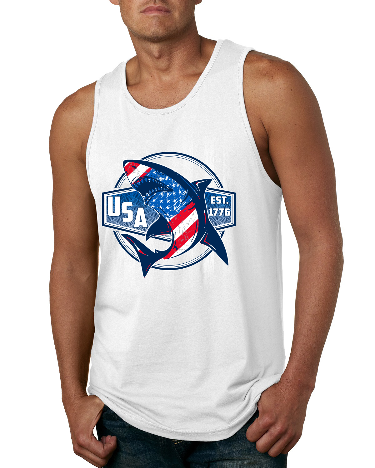 Great White Shark USA Since 1776 Men Tank Top - Picture 8 of 8