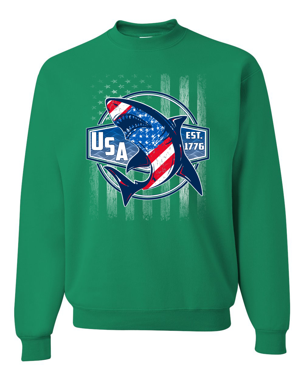 Great White Shark USA Since 1776 Unisex Crewneck Sweatshirt - Picture 8 of 22