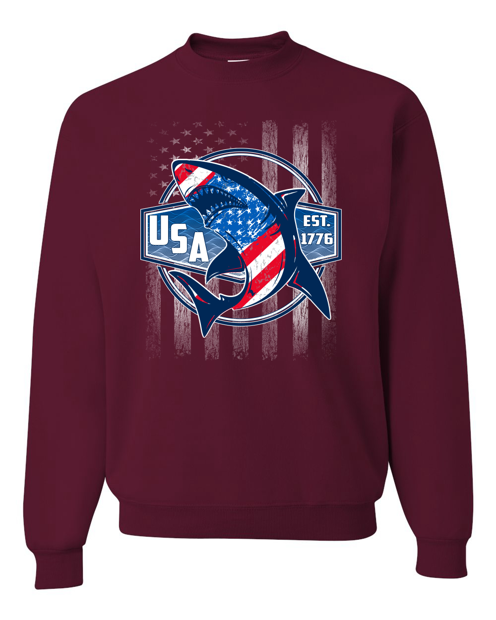 Great White Shark USA Since 1776 Unisex Crewneck Sweatshirt - Picture 10 of 22