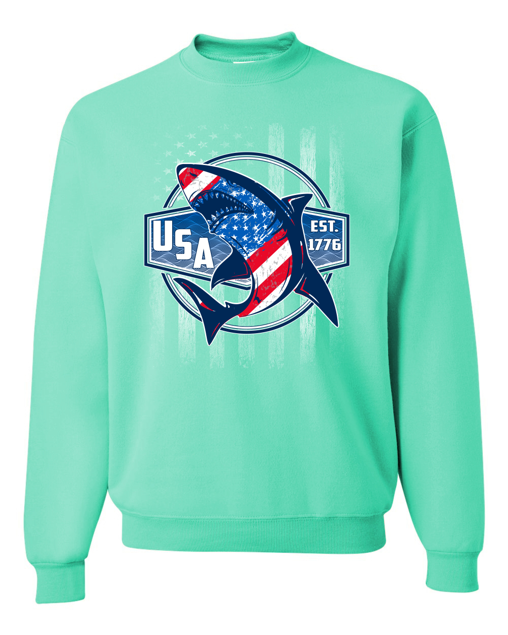 Great White Shark USA Since 1776 Unisex Crewneck Sweatshirt - Picture 21 of 22