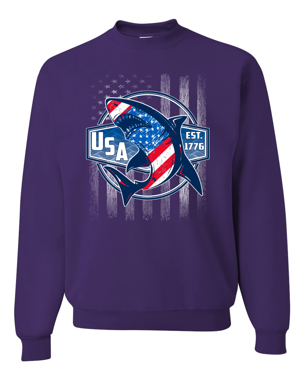 Great White Shark USA Since 1776 Unisex Crewneck Sweatshirt - Picture 14 of 22