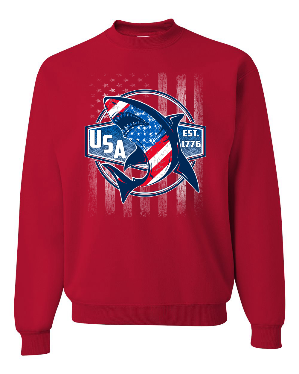 Great White Shark USA Since 1776 Unisex Crewneck Sweatshirt - Picture 15 of 22