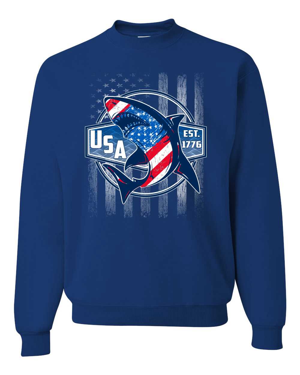 Great White Shark USA Since 1776 Unisex Crewneck Sweatshirt - Picture 16 of 22