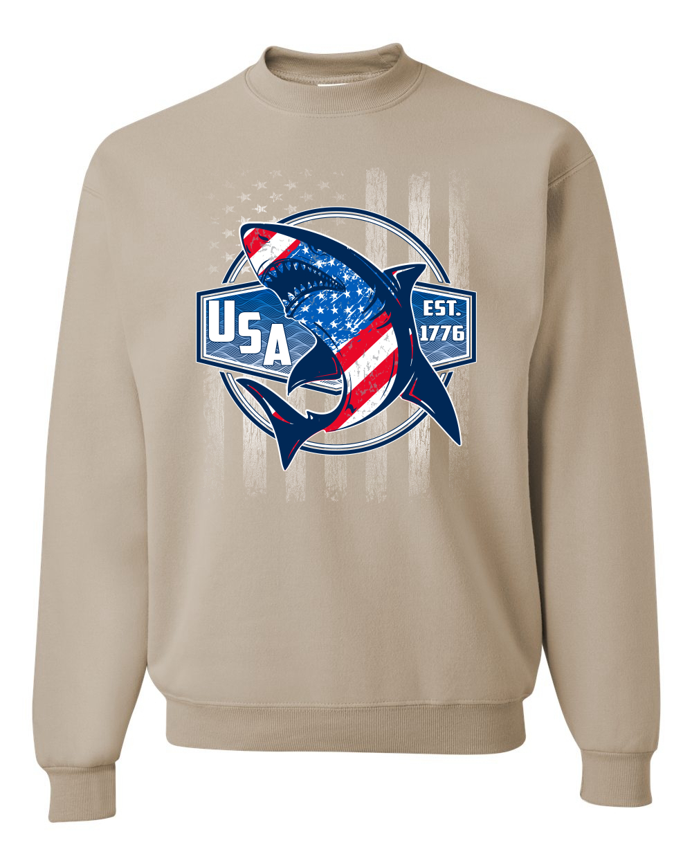 Great White Shark USA Since 1776 Unisex Crewneck Sweatshirt - Picture 22 of 22