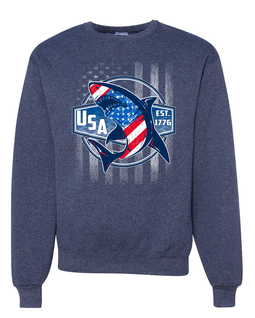 Great White Shark USA Since 1776 Unisex Crewneck Sweatshirt - Picture 18 of 22