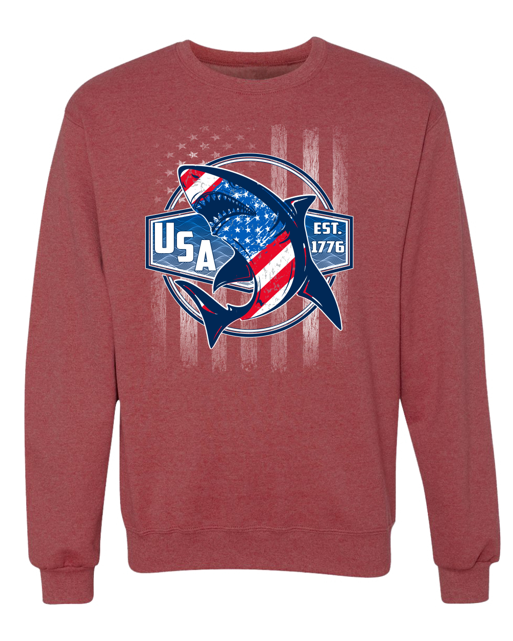 Great White Shark USA Since 1776 Unisex Crewneck Sweatshirt - Picture 19 of 22