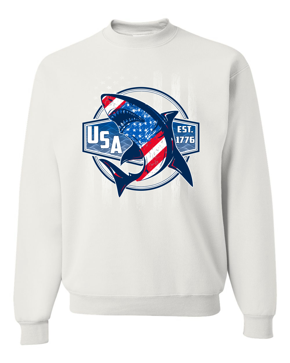 Great White Shark USA Since 1776 Unisex Crewneck Sweatshirt - Picture 20 of 22