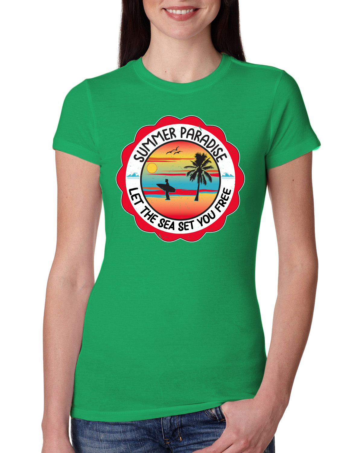 Camiseta Summer Paradise Let the Sea Set You Free Outdoor Mujeres Calce Ajustado Junior - Imagen 4 de 14
