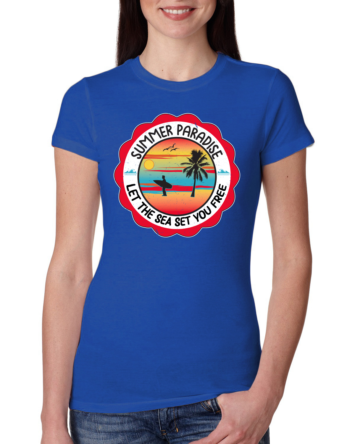 Camiseta Summer Paradise Let the Sea Set You Free Outdoor Mujeres Calce Ajustado Junior - Imagen 7 de 14