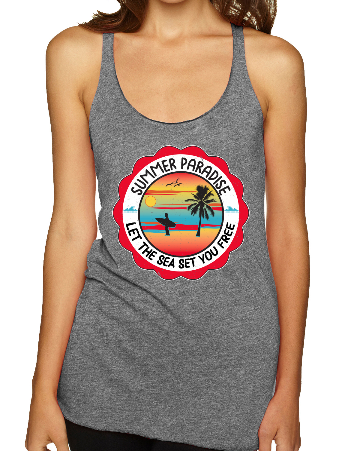 Summer Paradise Let the Sea Set You Free Outdoor Tri-Blend Racerback Tank Top - Bild 7 von 15