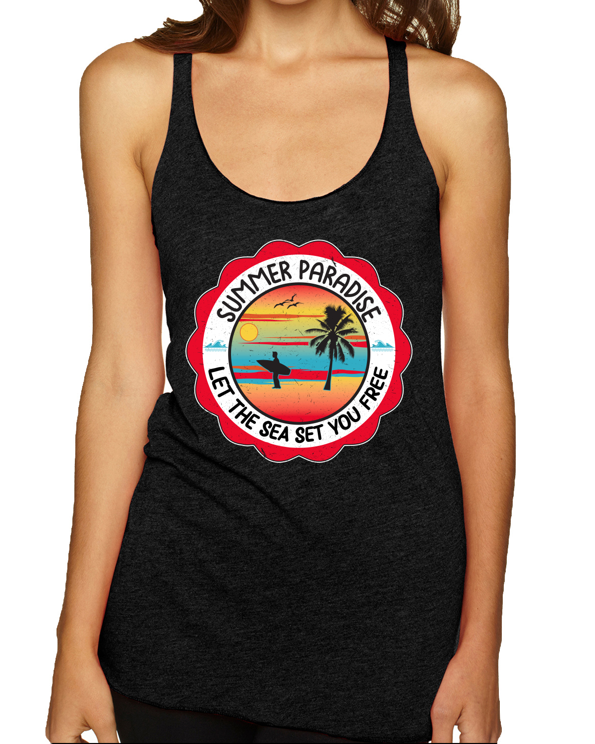 Summer Paradise Let the Sea Set You Free Outdoor Tri-Blend Racerback Tank Top - Bild 8 von 15