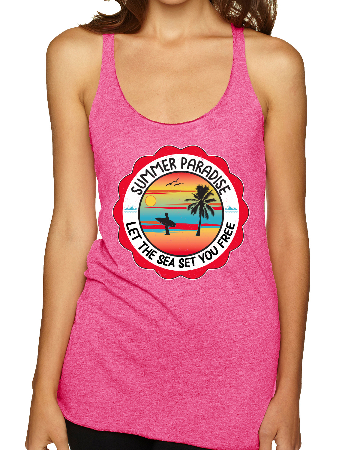 Summer Paradise Let the Sea Set You Free Outdoor Tri-Blend Racerback Tank Top - Bild 14 von 15