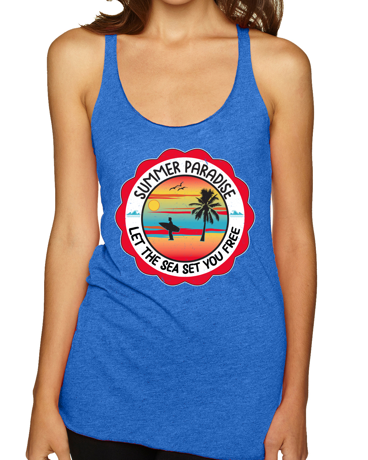 Summer Paradise Let the Sea Set You Free Outdoor Tri-Blend Racerback Tank Top - Bild 11 von 15