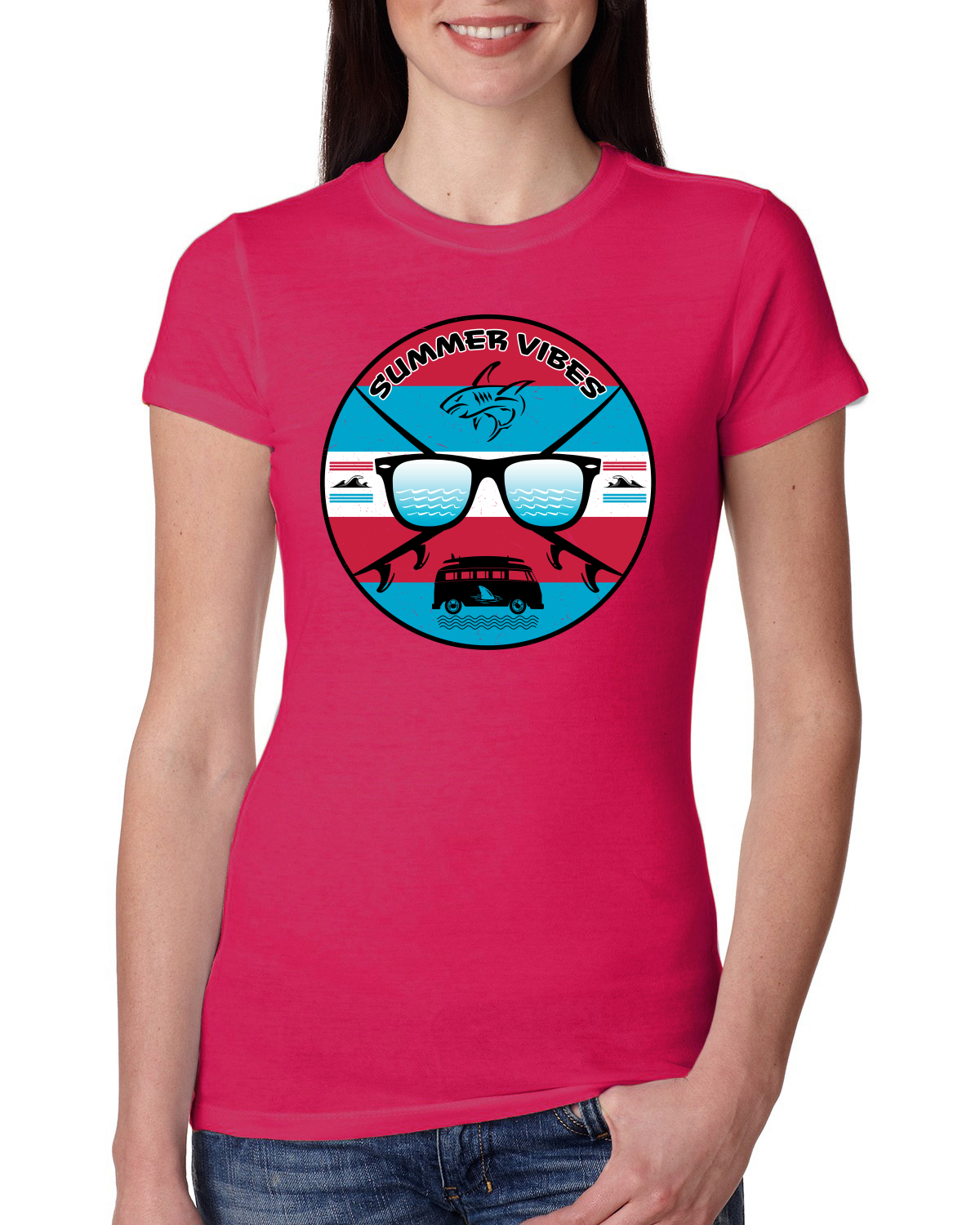 Gafas de sol retro playa vibraciones de verano exteriores para mujer calce ajustado camiseta junior - Imagen 13 de 14
