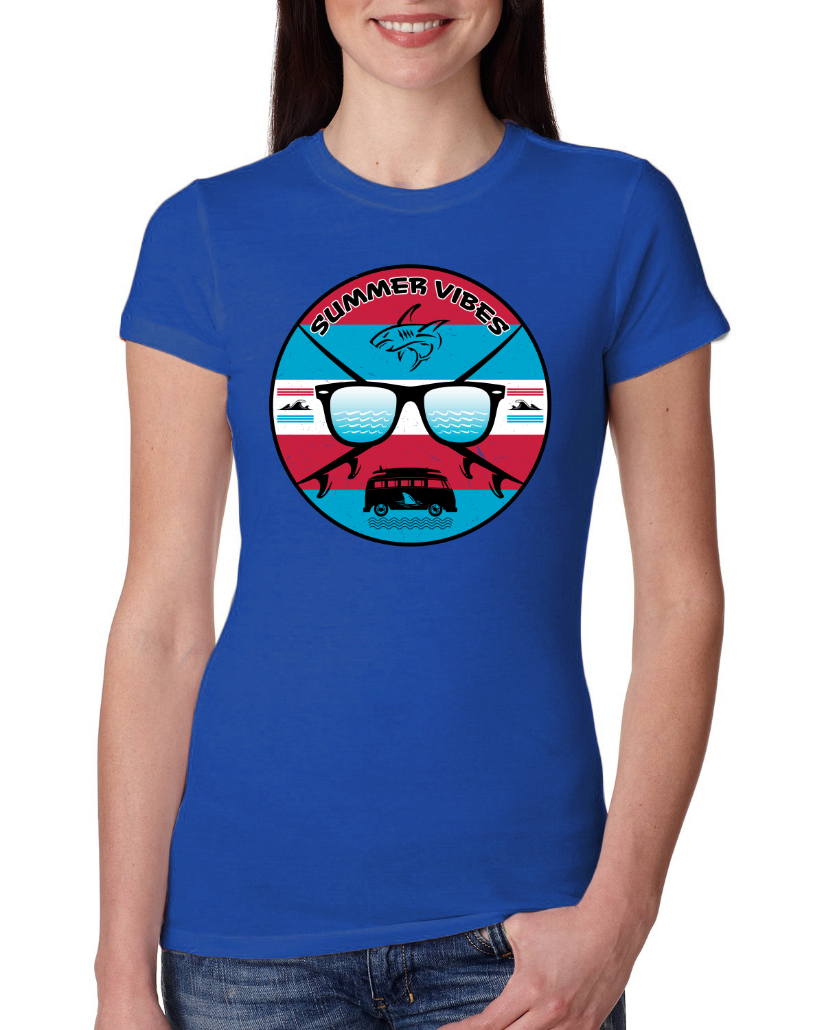 Gafas de sol retro playa vibraciones de verano exteriores para mujer calce ajustado camiseta junior - Imagen 7 de 14