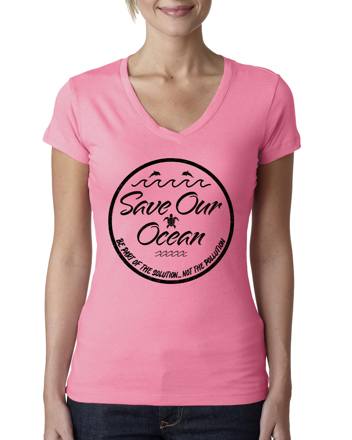 Camiseta Save Our Ocean Be Part of The Solution Exterior Mujer Junior Fit cuello en V - Imagen 8 de 11