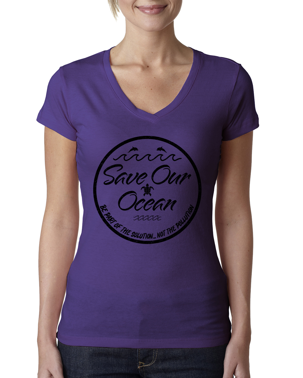 Camiseta Save Our Ocean Be Part of The Solution Exterior Mujer Junior Fit cuello en V - Imagen 9 de 11