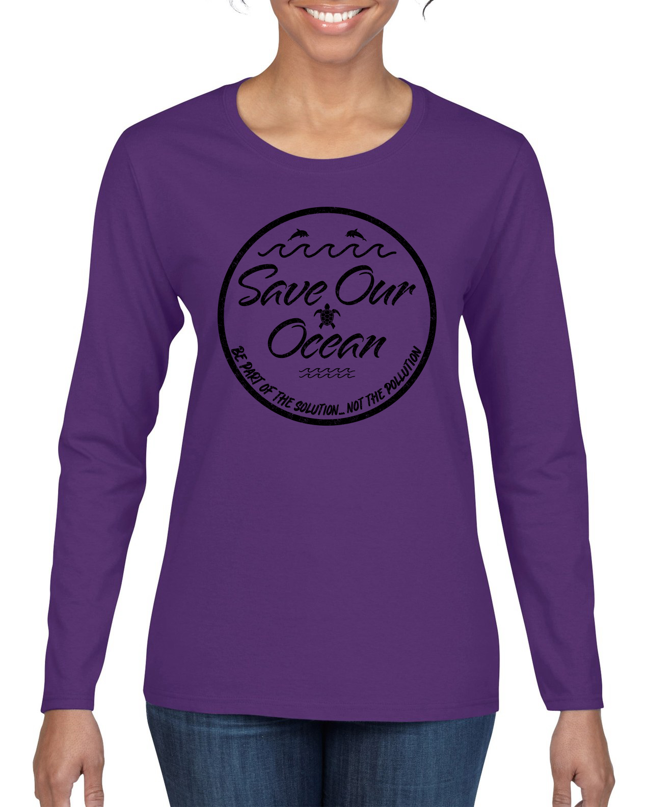 Camiseta Save Our Ocean Be Part of The Solution Exterior Mujeres Mangas Largas - Imagen 7 de 11