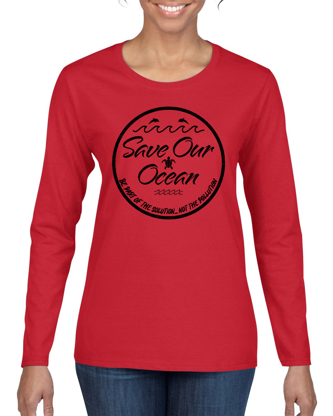 Camiseta Save Our Ocean Be Part of The Solution Exterior Mujeres Mangas Largas - Imagen 8 de 11