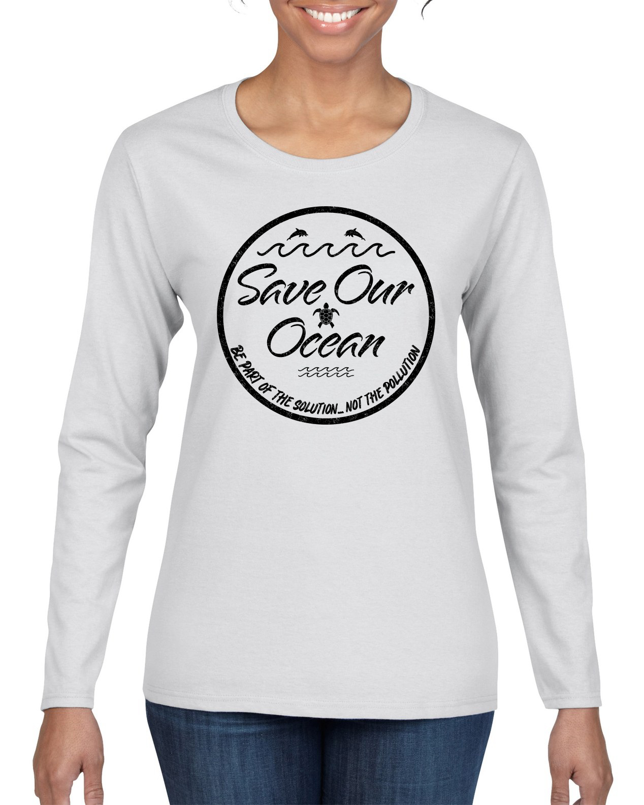 Camiseta Save Our Ocean Be Part of The Solution Exterior Mujeres Mangas Largas - Imagen 10 de 11