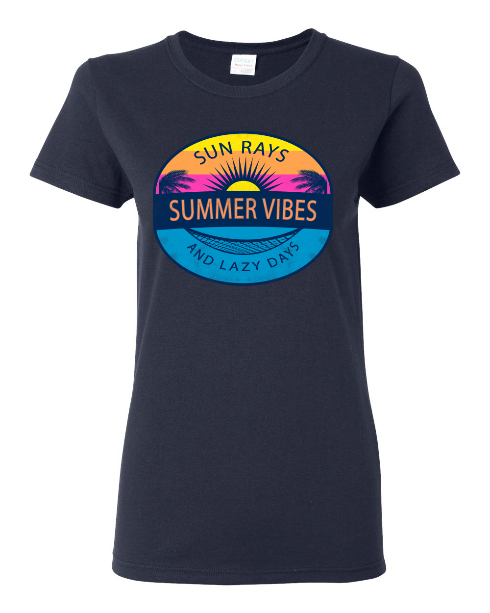 Camiseta gráfica Sun Rays Verano Vibraciones y días perezosos al aire libre para mujeres - Imagen 10 de 17