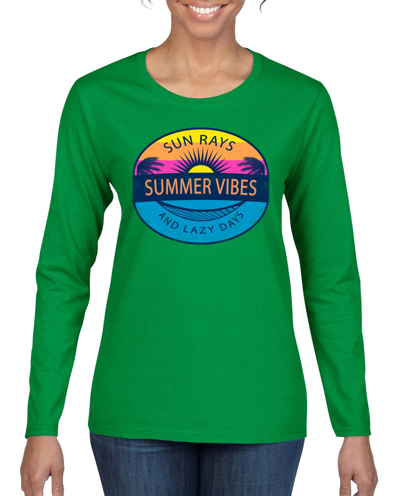 Camiseta Sun Rays Verano Vibraciones Y Días Perezosos Exterior Mujeres Gráfica Mangas Largas - Imagen 5 de 12