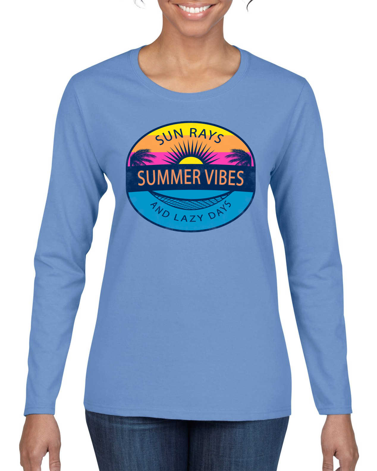Camiseta Sun Rays Verano Vibraciones Y Días Perezosos Exterior Mujeres Gráfica Mangas Largas - Imagen 12 de 12