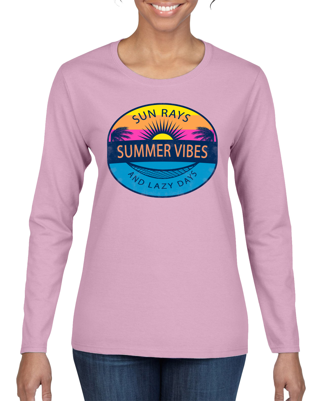 Camiseta Sun Rays Verano Vibraciones Y Días Perezosos Exterior Mujeres Gráfica Mangas Largas - Imagen 6 de 12