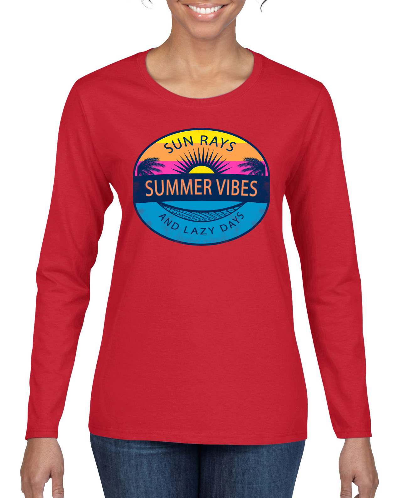 Camiseta Sun Rays Verano Vibraciones Y Días Perezosos Exterior Mujeres Gráfica Mangas Largas - Imagen 9 de 12