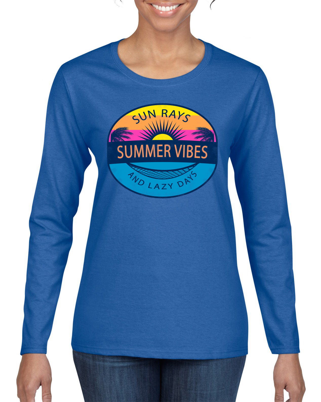 Camiseta Sun Rays Verano Vibraciones Y Días Perezosos Exterior Mujeres Gráfica Mangas Largas - Imagen 10 de 12