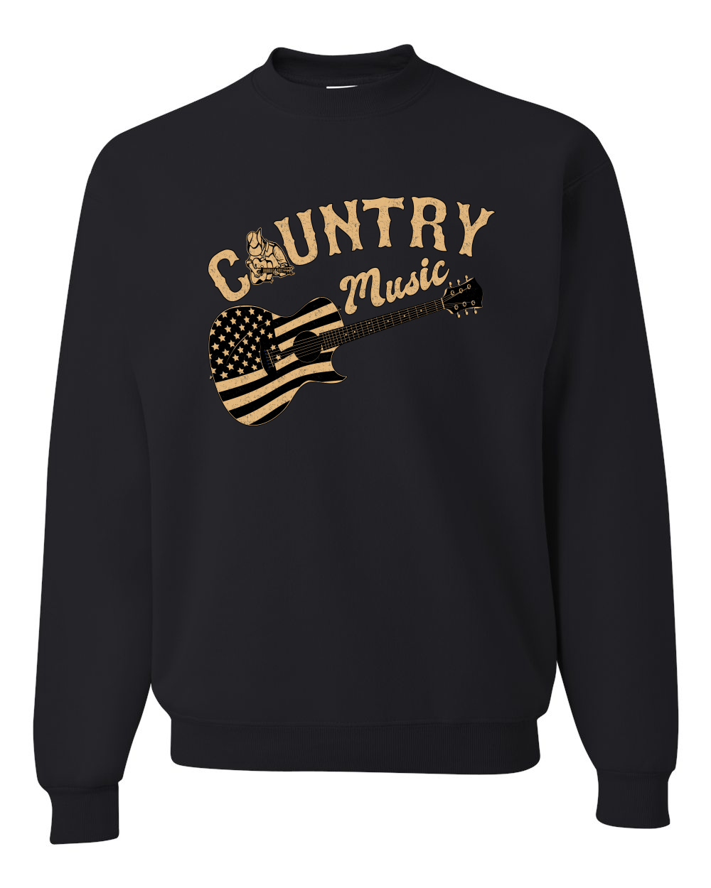 Sudadera gráfica unisex cuello redondo guitarra vintage de música country bandera americana - Imagen 3 de 21