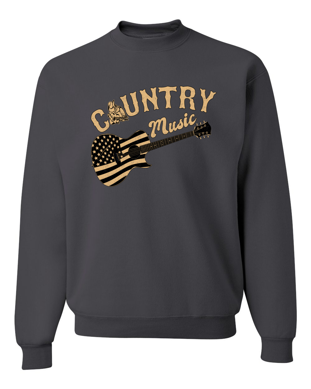 Sudadera gráfica unisex cuello redondo guitarra vintage de música country bandera americana - Imagen 4 de 21