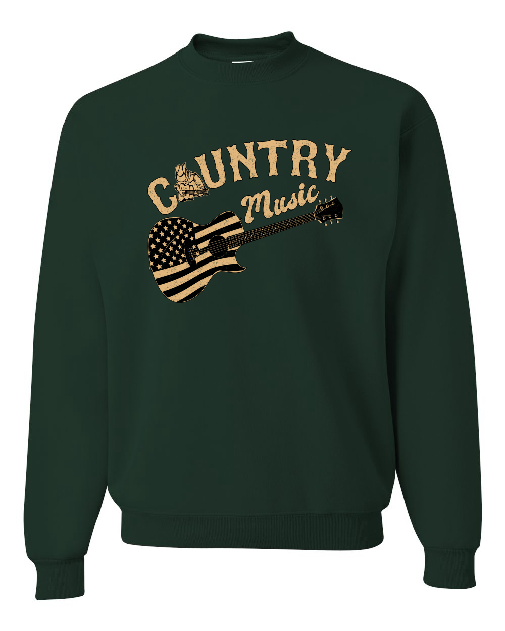 Sudadera gráfica unisex cuello redondo guitarra vintage de música country bandera americana - Imagen 5 de 21