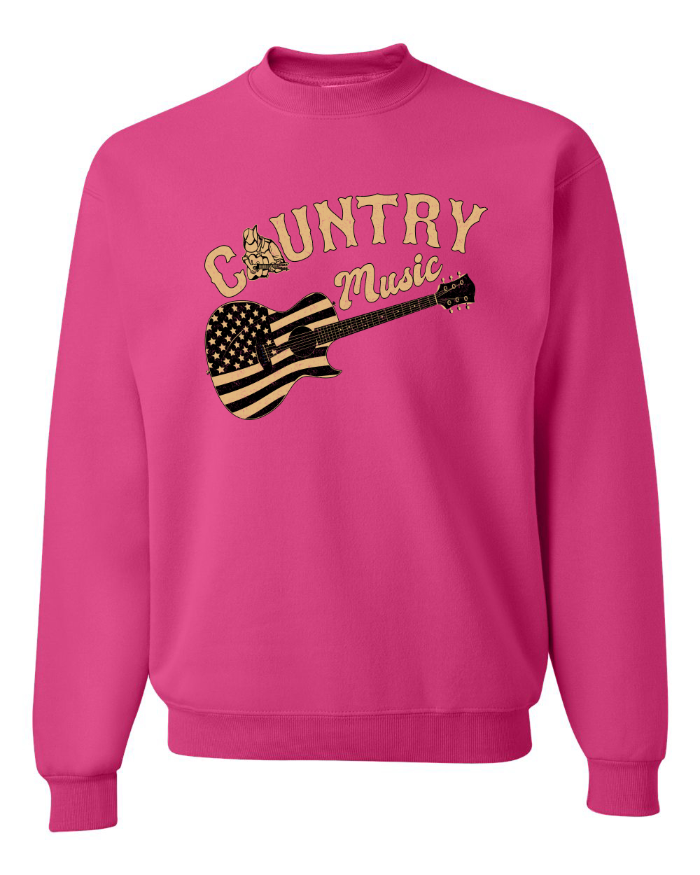 Sudadera gráfica unisex cuello redondo guitarra vintage de música country bandera americana - Imagen 6 de 21