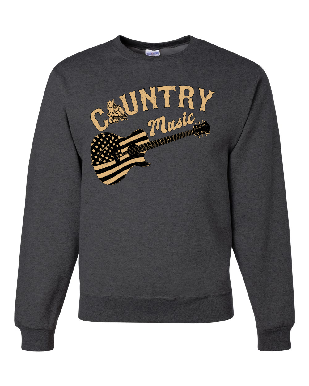 Sudadera gráfica unisex cuello redondo guitarra vintage de música country bandera americana - Imagen 7 de 21