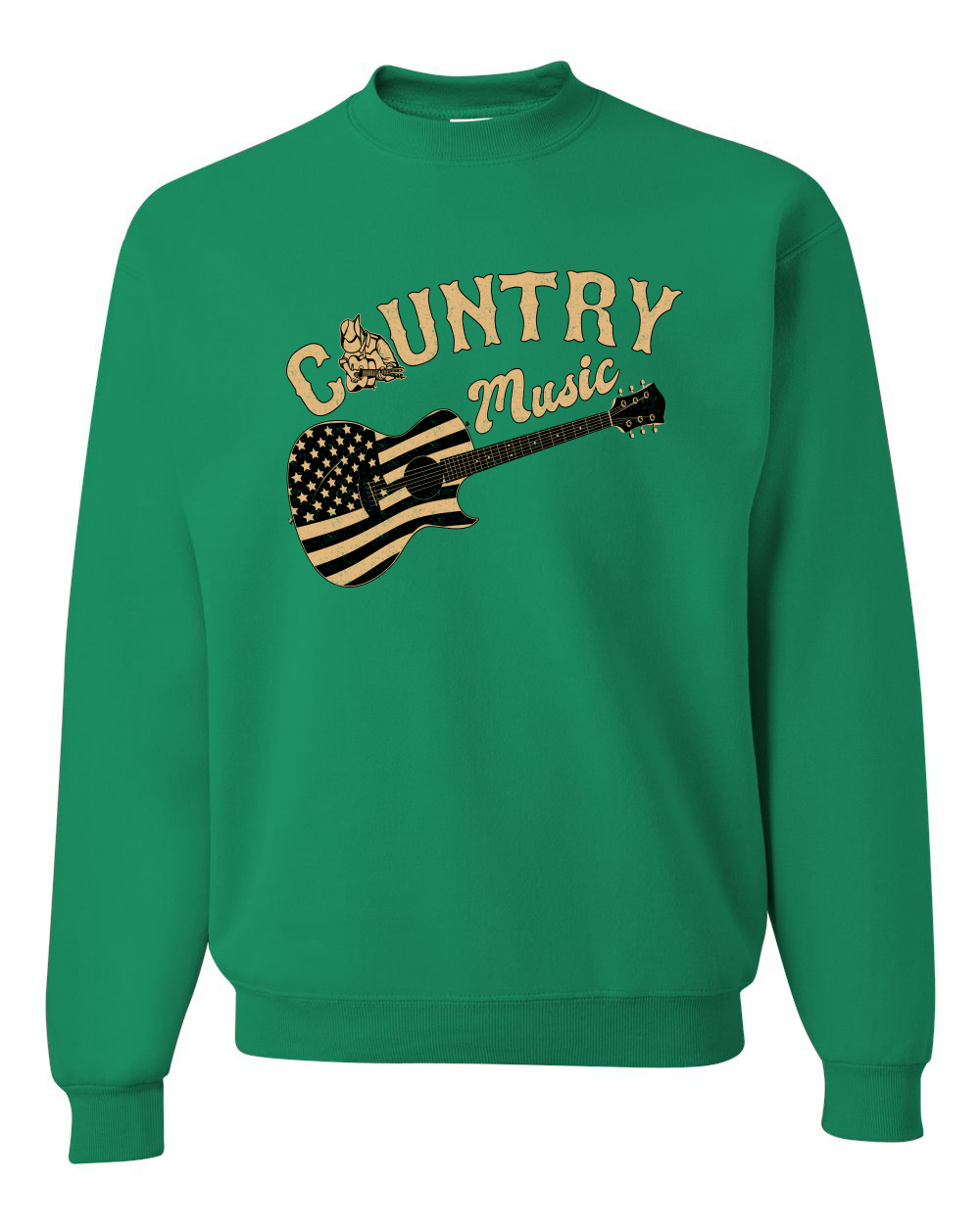 Sudadera gráfica unisex cuello redondo guitarra vintage de música country bandera americana - Imagen 9 de 21