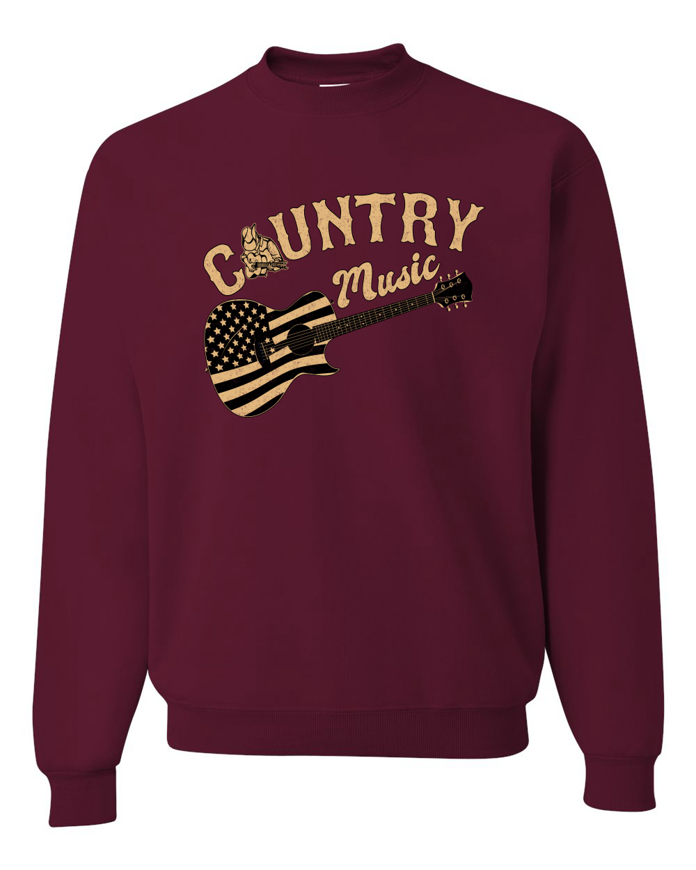 Sudadera gráfica unisex cuello redondo guitarra vintage de música country bandera americana - Imagen 11 de 21