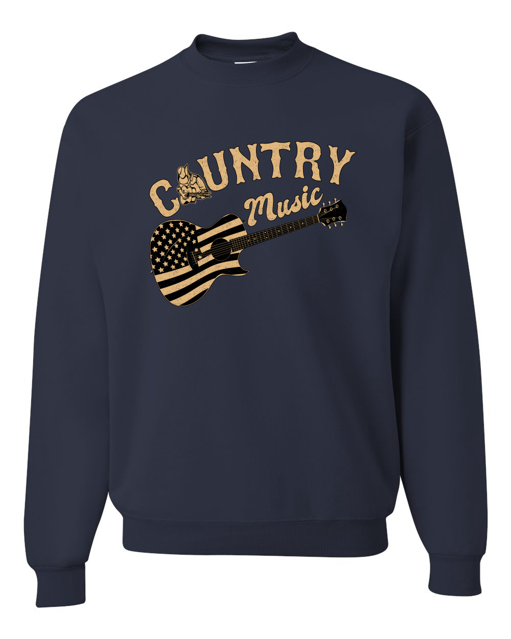 Sudadera gráfica unisex cuello redondo guitarra vintage de música country bandera americana - Imagen 12 de 21