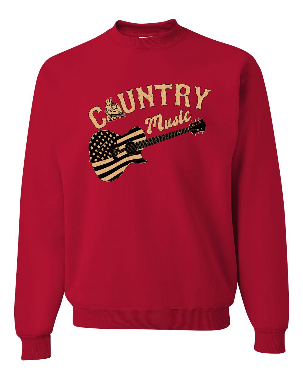 Sudadera gráfica unisex cuello redondo guitarra vintage de música country bandera americana - Imagen 16 de 21